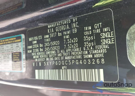 2023 Kia Telluride S из США, поврежденный, VIN 5XYP6DGC5PG403268